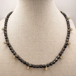 Vintage Joan Rivers Crystal Star Metallic Choker Necklace Hematite Style Beads